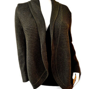 Talbots petite, medium Moss green open front shawl front cardigan